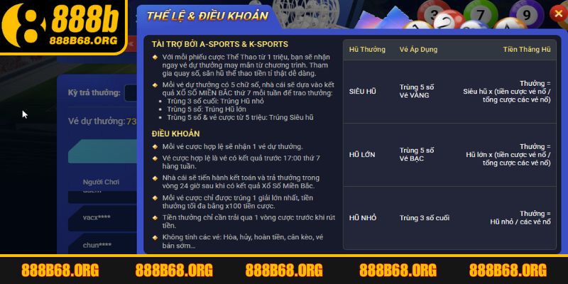 Điều khoản áp dụng trong trúng hũ thể thao